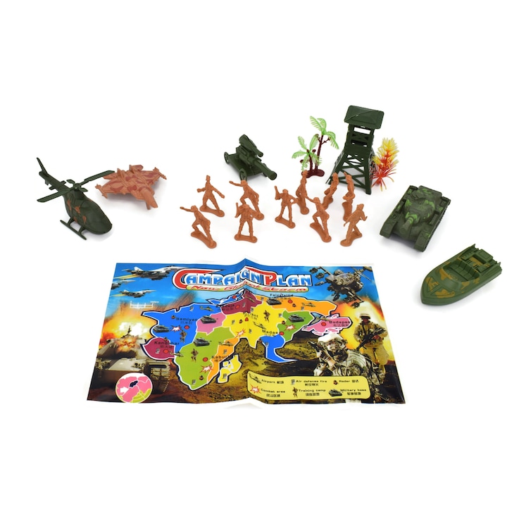 Комплект фигурки на войници EXIMP, 21,5x28x6 см, включва карта, 3+ години