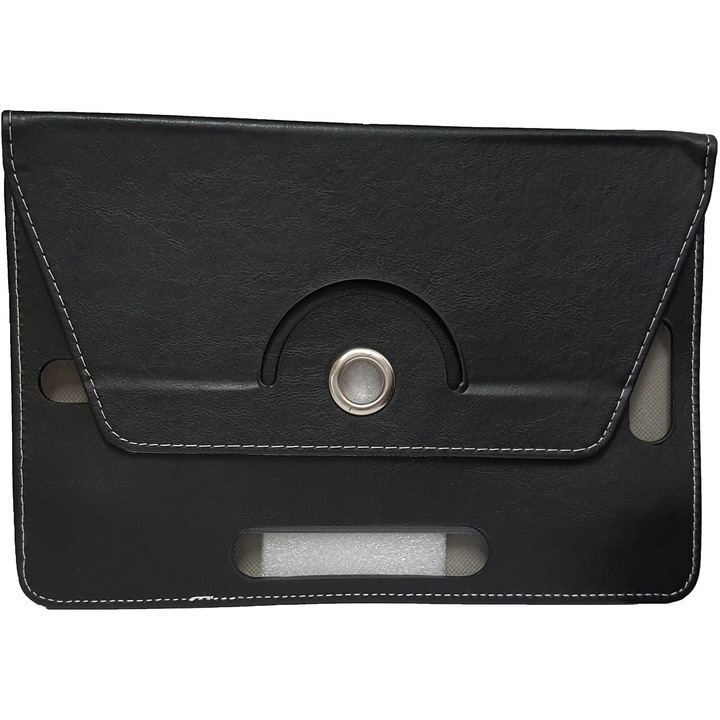 Husa Book Case Universal pentru tablete 10", rotativa 360 grade, neagra, piele ecologica, stand pentru ajustare pozitie verticala