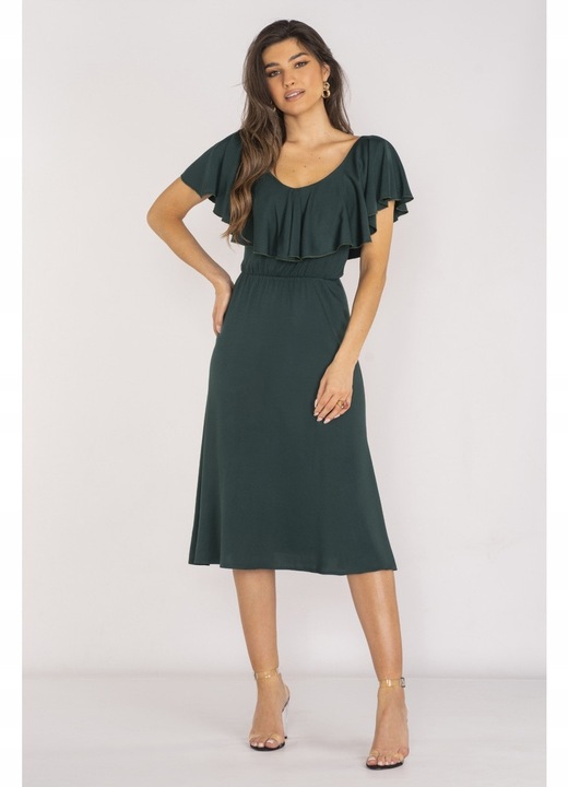 Midi Rochie Maneca scurta Rotund A659, Verde