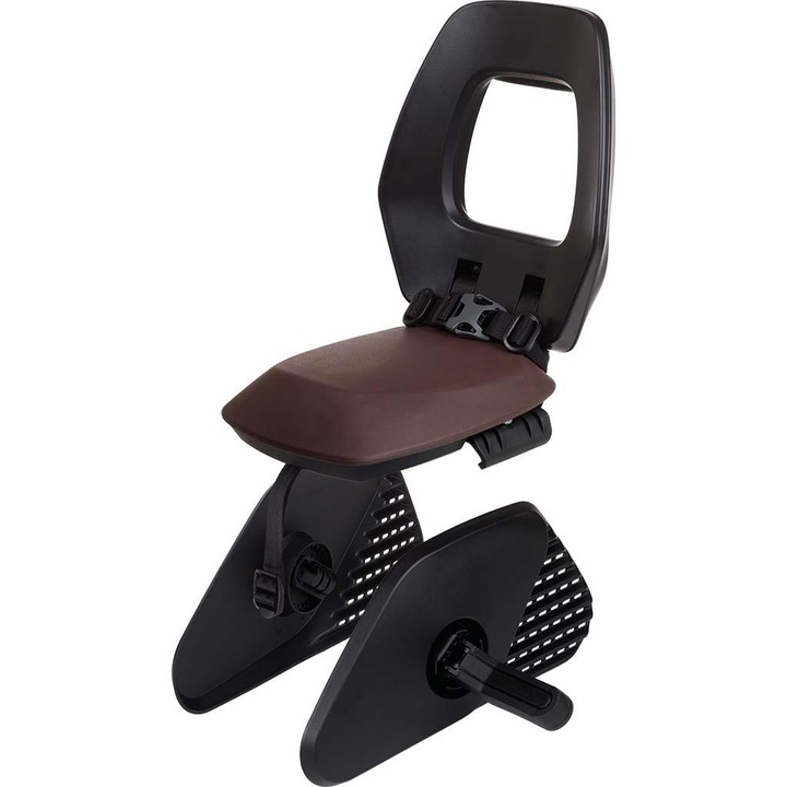 Scaun junior pentru bicicleta Bobike Junior ONE, negru/maro inchis, 31x25x36cm, pentru copii 6-10 ani, pana la 35 kg