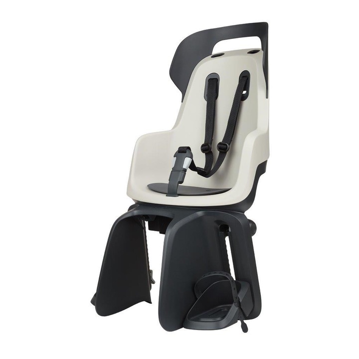 Scaun de bicicleta pentru copii Bobike, spatar reglabil, protectie spate, negru/alb