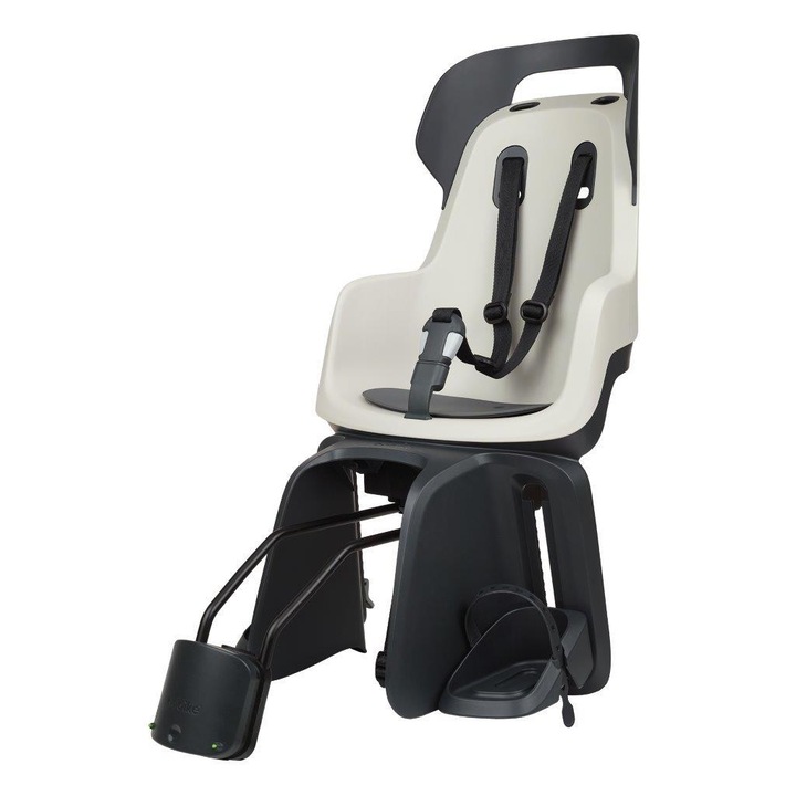 Scaun de bicicleta pentru copii, Bobike GO RS, Vanilla Cup Cake, Capacitate 9-22 kg, 9 luni - 5 ani, Alb/Negru