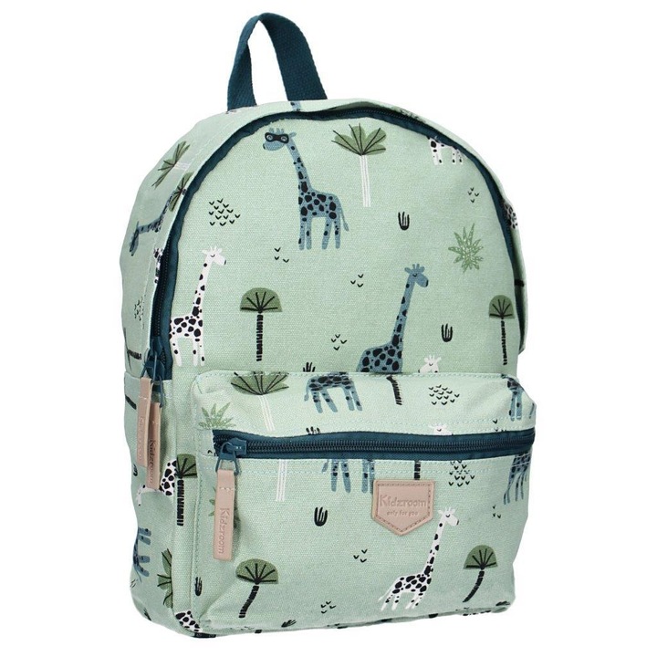 Rucsac pentru copii, Kidzroom, Model girafe, 31 x 23 x 9 cm, Verde menta
