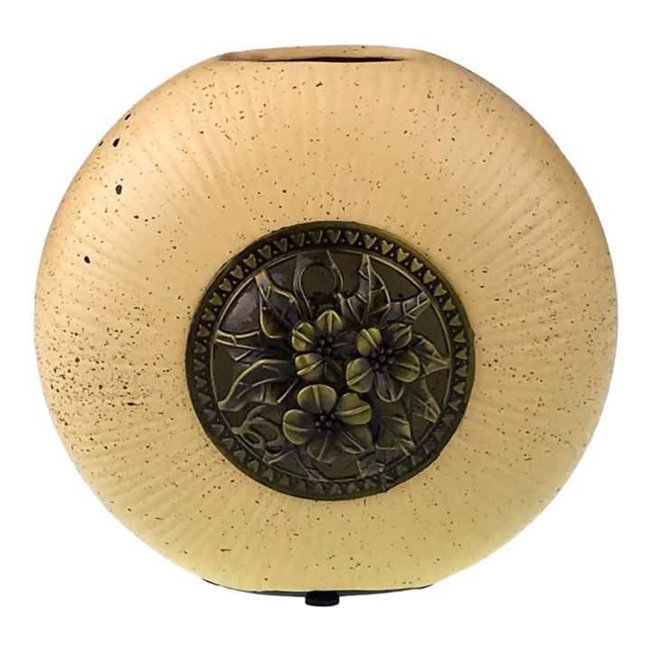 Vaza din ceramica cu picatele si ornamente metalice 16x16 cm M4