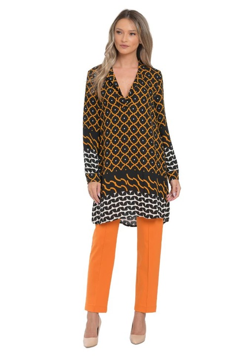 GIORGAL, Bluza cu model si slituri laterale Silvia, Maro