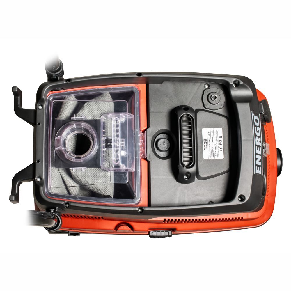 Aspirator AE530 utilizare uscat-umed volum 30 L filtrare cu apa curatare sem cu priza putere vacuum 190 mbar 1600 W Energo