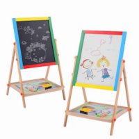 Tabla Rotativa Multifunctionala VarioShop® 2 in 1 pentru Copii, Cu Fata Magnetica si de Creta, Set Complet cu Marker, Burete si Crete Colorate, Cadru din Lemn Ecologic - Perfecta pentru Desen, Scris, Dezvoltarea Creativitatii si Educatie Prescolara