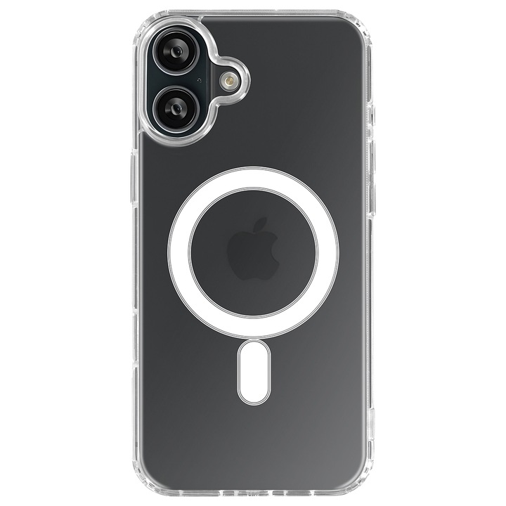 Husa antisoc pentru iPhone 16, compatibila cu accesorii MagSafe, spate dur din acril, colturi Anti-Drop, incarcare Wireless, SnapOn Magnet, Transparenta