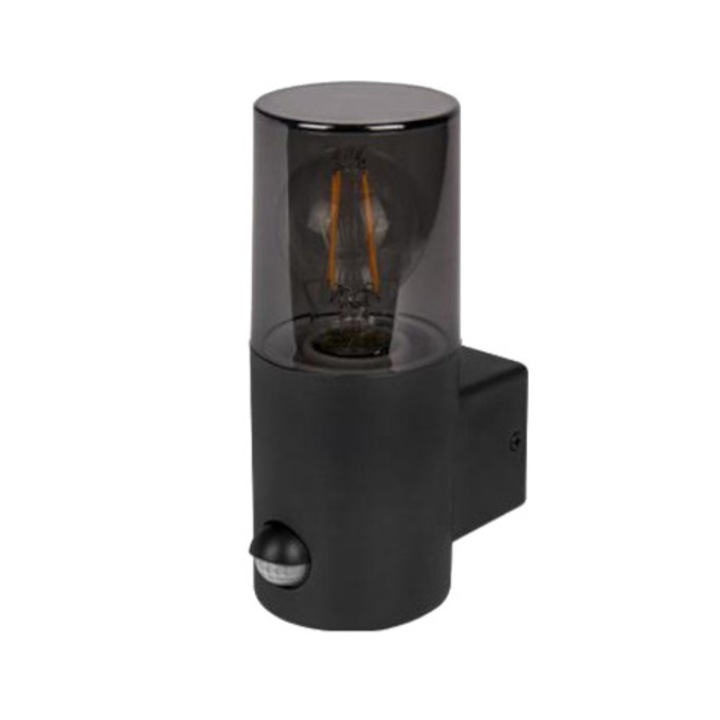 LED fali lámpa mozgásérzékelővel, Led, fekete, 80x118x200mm, IP44