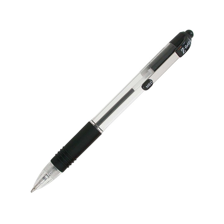 Химикалка Zebra Z-Grip, прозрачна, 1.0 mm, черна