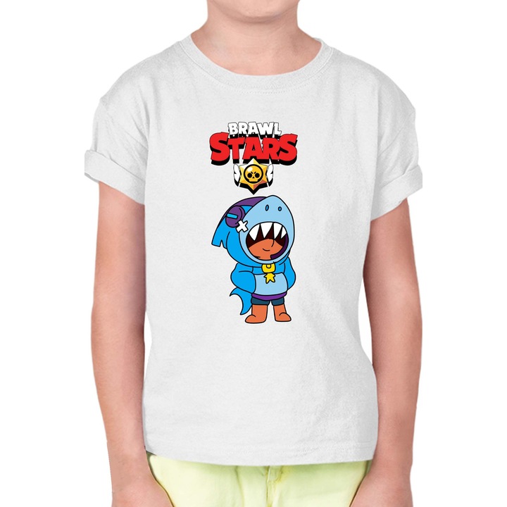 Gyerek rövid ujjú póló Brawl Stars Battle Royale Legendary Brawler Battle Arena OPT Leon Shark Costume 2, Fehér