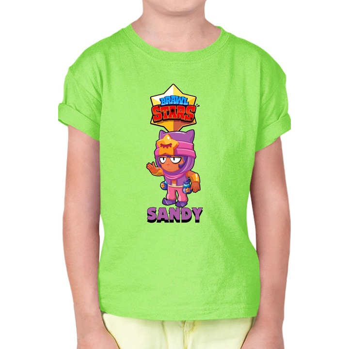 Gyerek rövid ujjú póló Brawl Stars Battle Royale Legendary Brawler Battle Arena OPT Sandy, Mentazöld