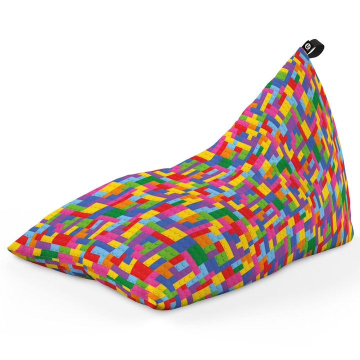 Fotoliu Updeco Puf Bean Bag tip Lounge, sac interior, impermeabil, indoor/outdoor, cu maner, 140 x 80 x 65 cm, Lego Tetris
