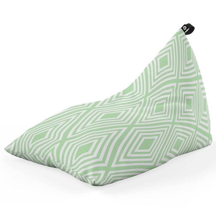 Fotoliu Updeco Puf Bean Bag tip Lounge, sac interior, impermeabil, indoor/outdoor, cu maner, 140 x 80 x 65 cm, Diamond, Green