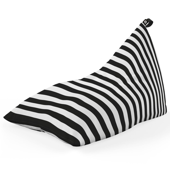 Fotoliu Updeco Puf Bean Bag tip Lounge, sac interior, impermeabil, indoor/outdoor, cu maner, 140 x 80 x 65 cm, Regular Stripes, Black