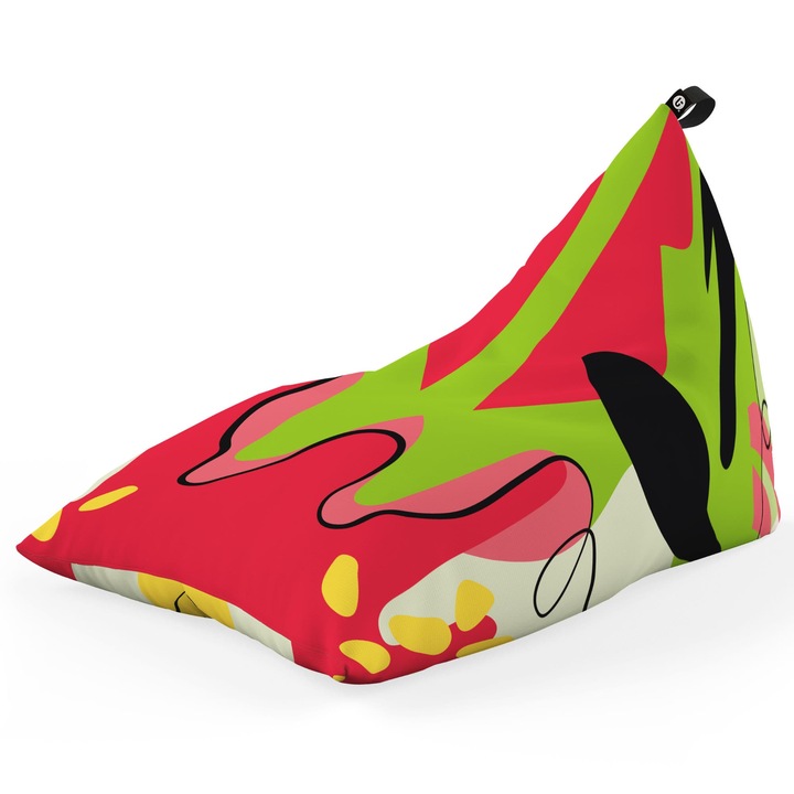 Fotoliu Updeco Puf Bean Bag tip Lounge, sac interior, impermeabil, indoor/outdoor, cu maner, 140 x 80 x 65 cm, Abstract Jungle Pepene