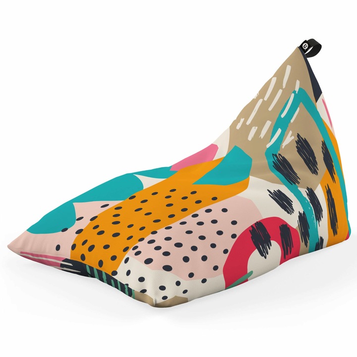 Fotoliu Updeco Puf Bean Bag tip Lounge, sac interior, impermeabil, indoor/outdoor, cu maner, 140 x 80 x 65 cm, Abstract Passionfruit