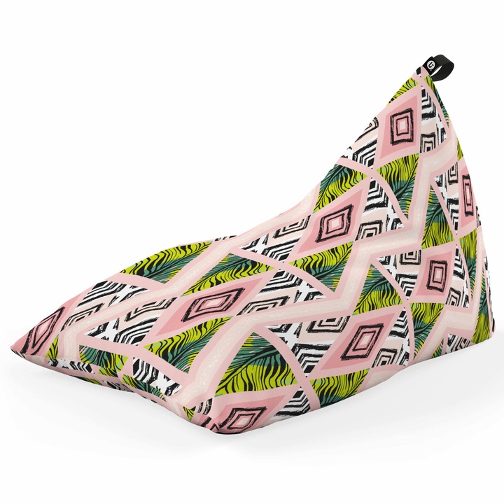 Fotoliu Updeco Puf Bean Bag tip Lounge, sac interior, impermeabil, indoor/outdoor, cu maner, 140 x 80 x 65 cm, Caribbean Grapefruit