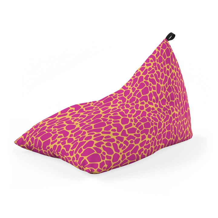 Fotoliu Updeco Puf Bean Bag tip Lounge, sac interior, impermeabil, indoor/outdoor, cu maner, 140 x 80 x 65 cm, Giraffe Pink