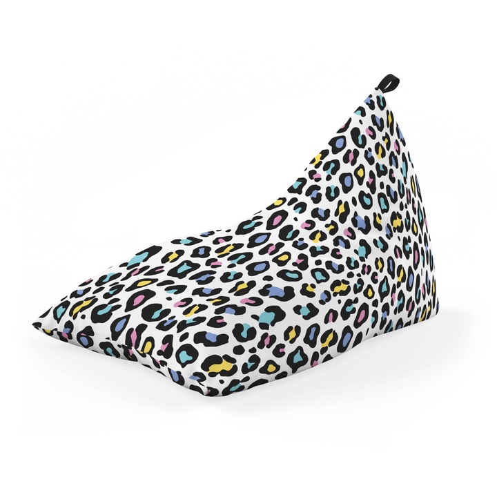 Fotoliu Updeco Puf Bean Bag tip Lounge, sac interior, impermeabil, indoor/outdoor, cu maner, 140 x 80 x 65 cm, Leopard Pastel