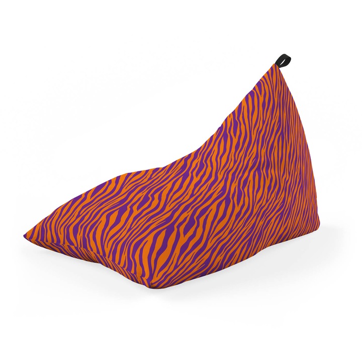 Fotoliu Updeco Puf Bean Bag tip Lounge, sac interior, impermeabil, indoor/outdoor, cu maner, 140 x 80 x 65 cm, Zebra Purple