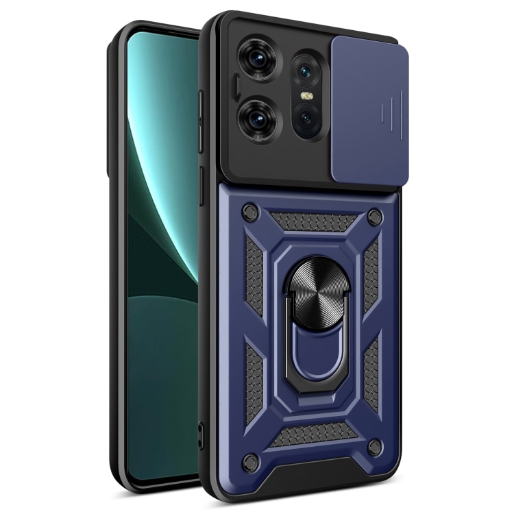 Husa pentru Motorola Edge 50 Pro Premium Hybrid Armor Kickstand, Slider Camera, Antisoc, Protectie Superioara, Albastru
