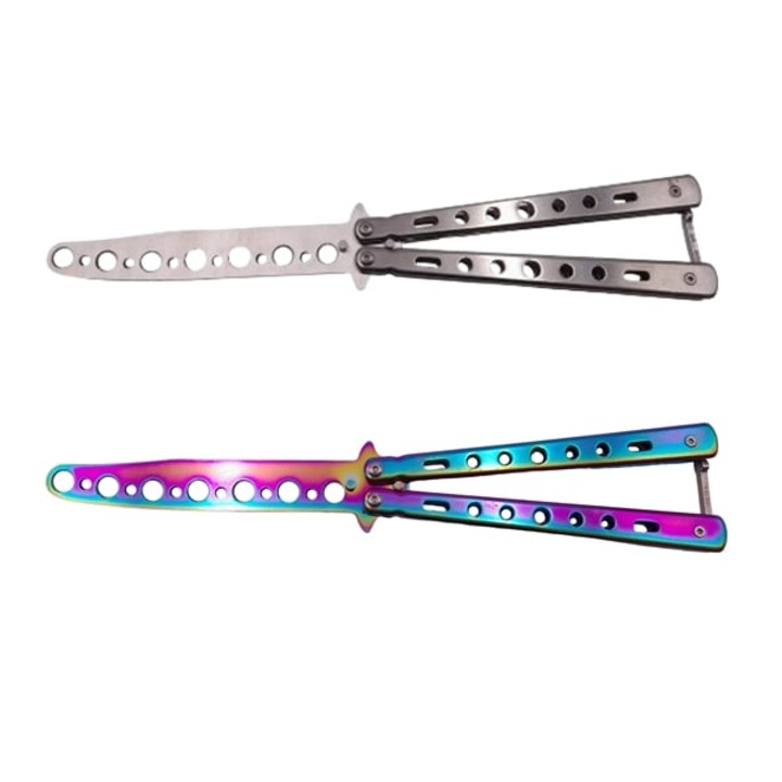 Два тренировъчни ножа с шарка на пеперуда, Depox, стомана, 22,5 см, многоцветни