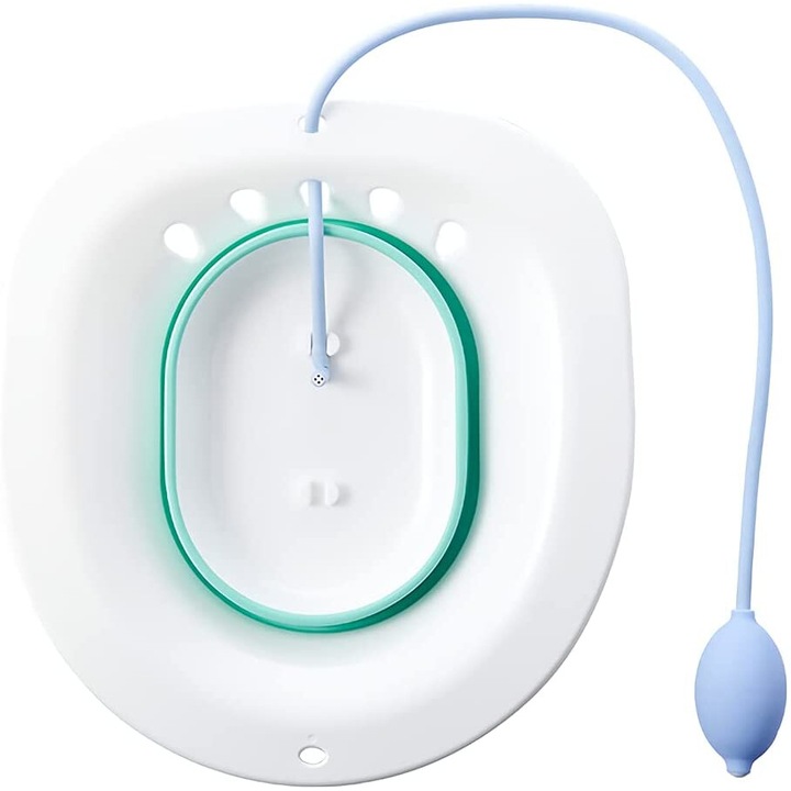 Биде за баня WeGo Line, 2 в 1, С пара и водна струя, За хемороиди, Интимна хигиена, Медицинско оборудване с регулируем иригатор, Бяло/Зелено