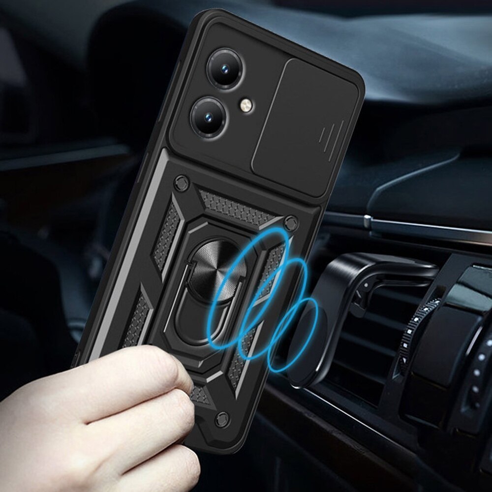 Husa pentru Motorola Moto G14 Premium Hybrid Armor Kickstand, Slider Camera, Antisoc, Protectie Superioara, Albastru