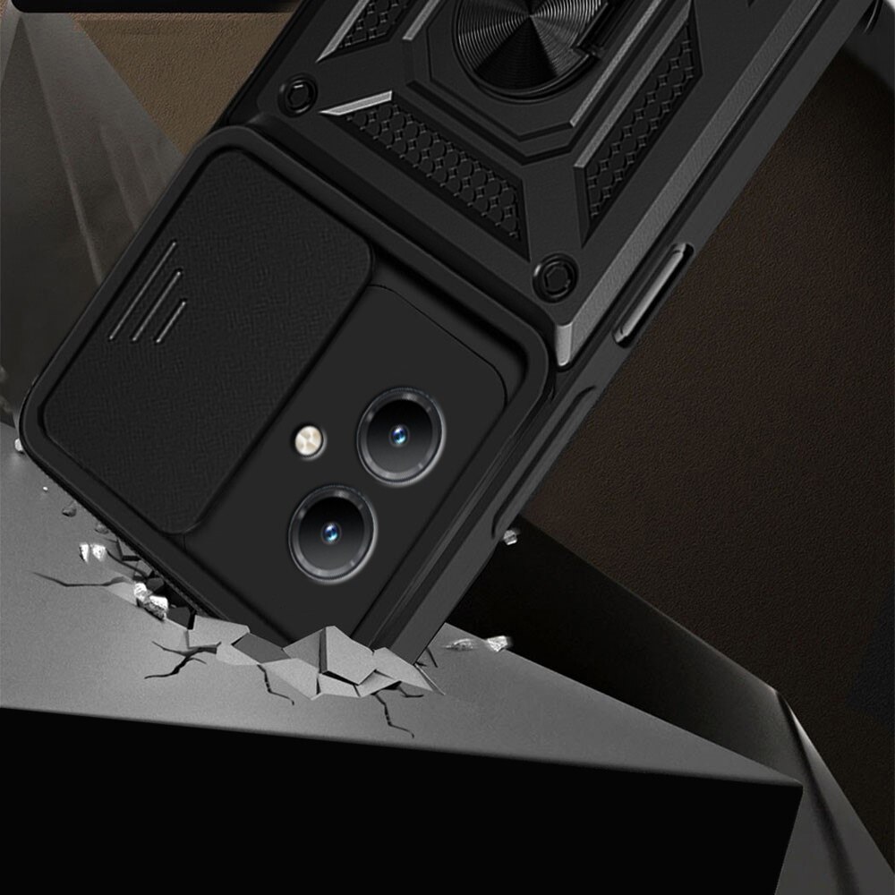 Husa pentru Motorola Moto G14 Premium Hybrid Armor Kickstand, Slider Camera, Antisoc, Protectie Superioara, Albastru