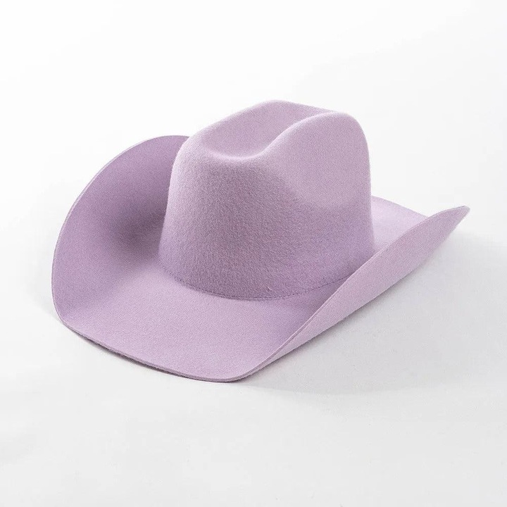 Palarie Fedora, mov, din lana, stil cowboy, reglabila, Celia