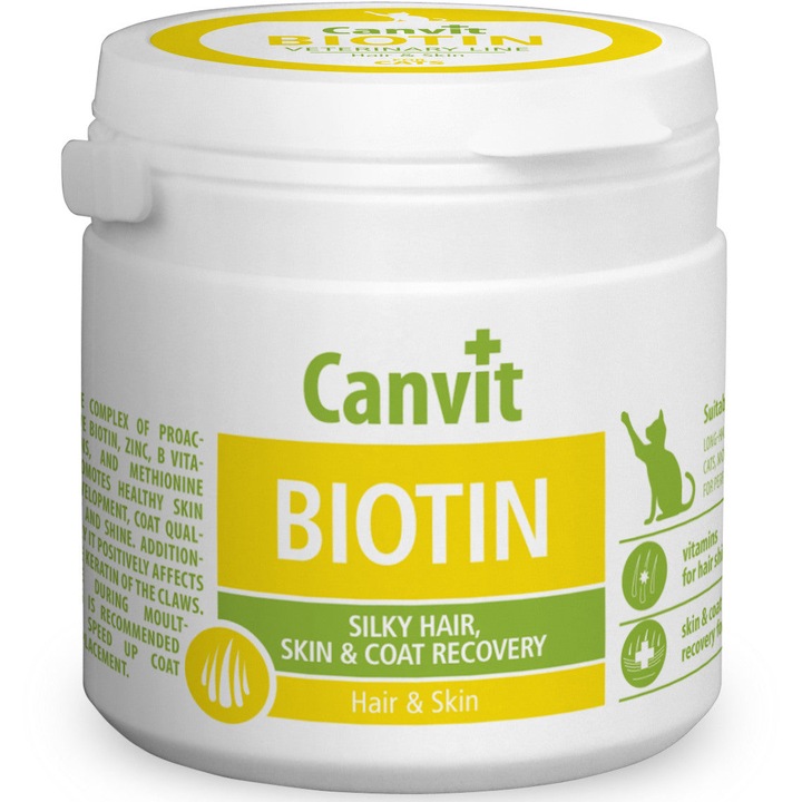 Supliment nutritiv pentru pisici, Canvit Biotin, 100 g