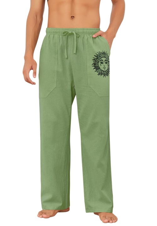 Férfi nadrág, Jormftte, alkalmi, rugalmas, zöld, pamut/len