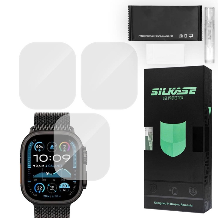 3 db SILKASE fólia készlet Apple Watch Ultra 3-hoz, szilikon, megújuló, teljes kijelzős