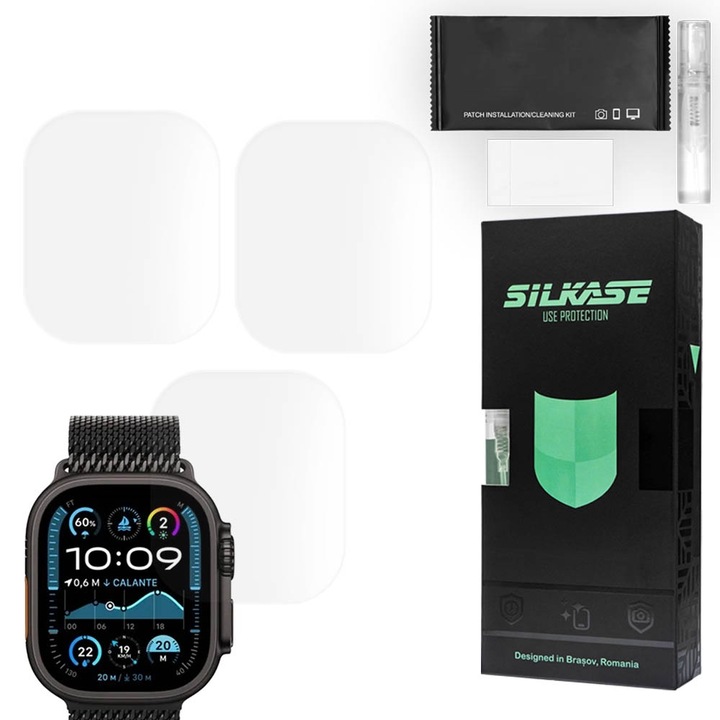 3 db SILKASE matt fólia készlet Apple Watch Ultra 3-hoz, szilikon, megújuló, teljes kijelzős