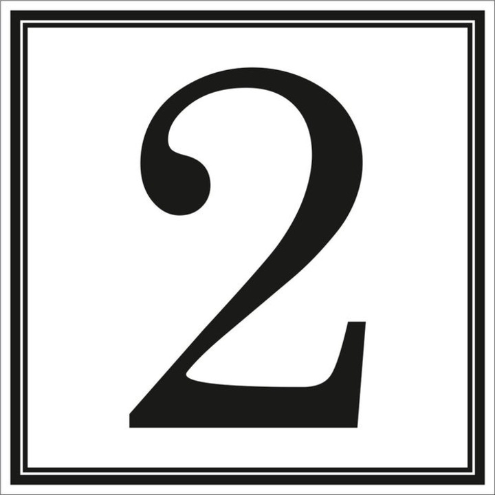 Sticker numar 2 Sun Prints, autocolant, reflectorizant, negru, forma patrata, 10 x 10 cm