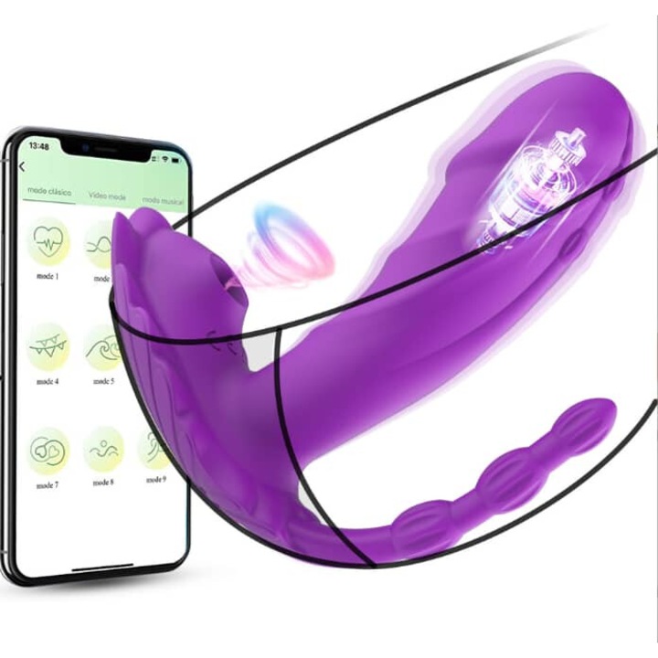 Vibrator Pentru Chiloti Portabil prin Aplicatie ZIBBA Life™, 8 Frecvente de Vibratii, 8 de Aspiratie si 5 de Impingere cu Control APP, Silentios si Rezistent la Apa