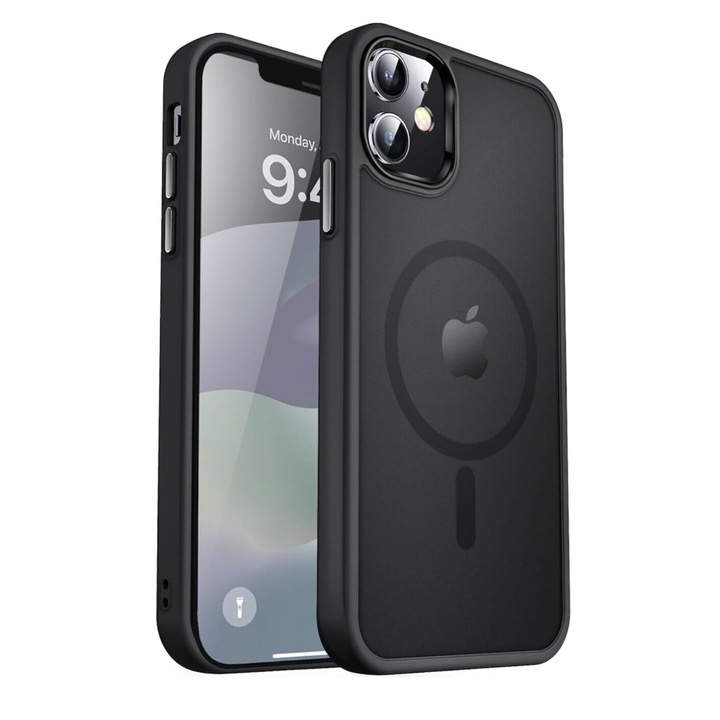 Husa Premium Antisoc cu finisaj mat, Bumper Magsafe, compatibila cu iPhone 16 Plus / Negru