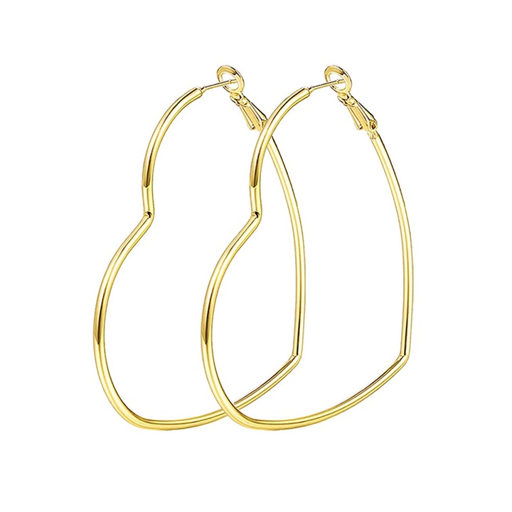 Fülbevaló, Haiaveng, Szív, 6cm, Arany, Női ékszer szett