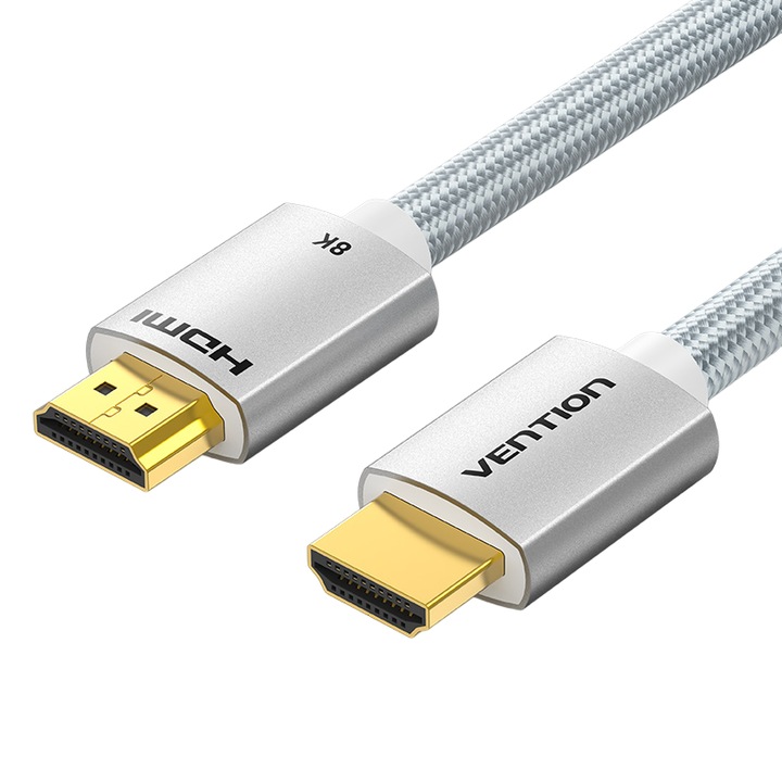 HDMI кабел, VENTION, 8K, мъжки-мъжки, 8K@60Hz/4K@120Hz, Сребрист, 1.5m
