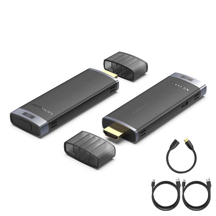 Set Adaptor HDMI Wireless, VENTION, Receptor si transmitator, Raza efectiva 40m, 1080p/60hz, 5GHz, Negru