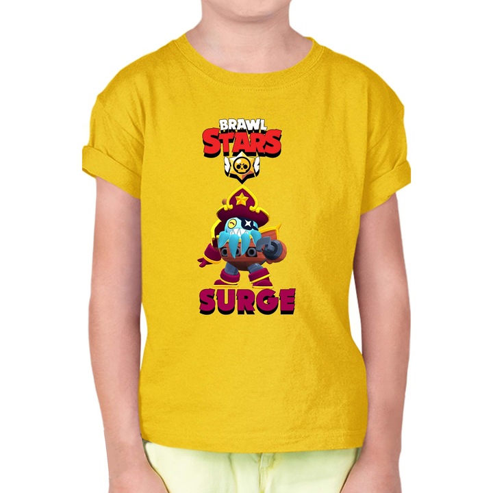 Gyerek rövid ujjú póló Brawl Stars Battle Royale Legendary Brawler Battle Arena OPT Surge 2, Sárga