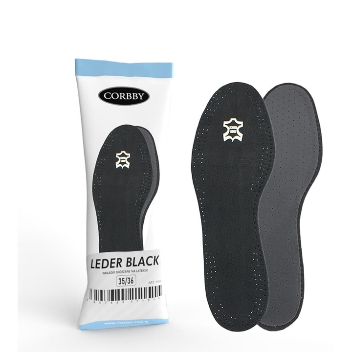 Branturi pentru incaltaminte Corbby, din piele naturala, negru, 1 pereche, 35-36