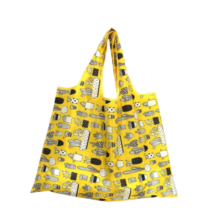 Összecsukható bevásárlótáska, nagy kapacitású, nylon, 58x42cm, sárga