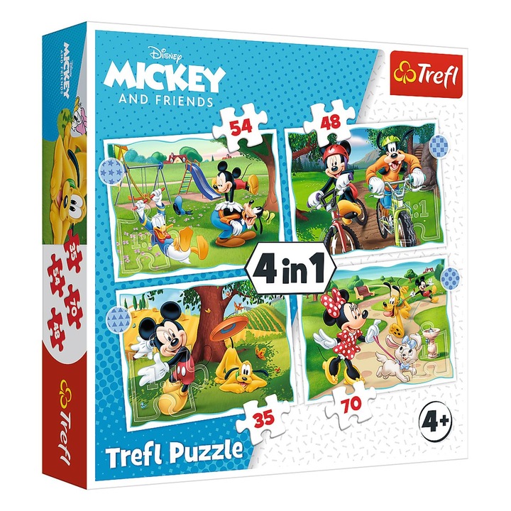 Пъзел Trefl, Mickey Minnie 4 в 1, Комплект, Многоцветен