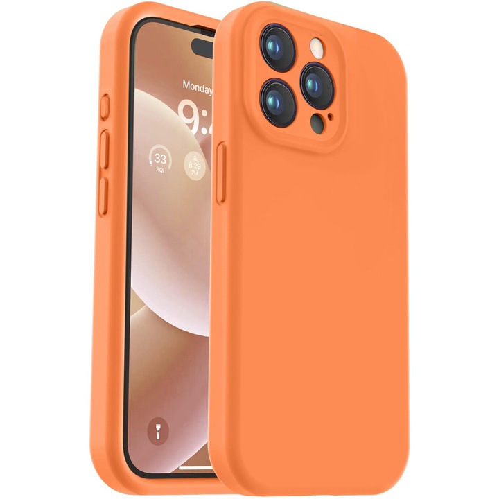 iPhone 15 Pro Max, narancssárga telefonnal kompatibilis Apple Silicone Case védőtok
