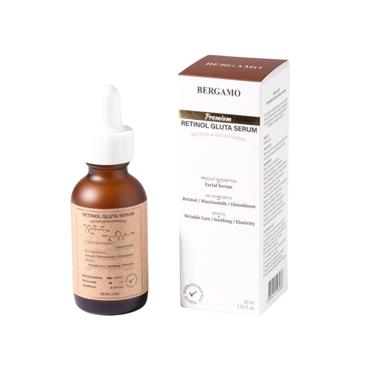 Ser corean, Bergamo, Retinol, 30 ml, reducerea ridurilor, luminozitate