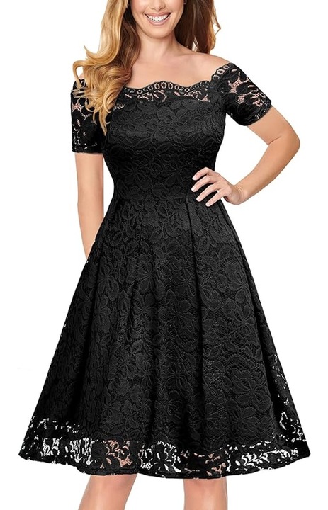 Rochie de petrecere pentru femei, Cozevdnt, Dantela, Negru, XL INTL