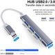 Hub USB C 4-Port, extensie USB 3.0, compatibilitate larga, portabil, aluminiu