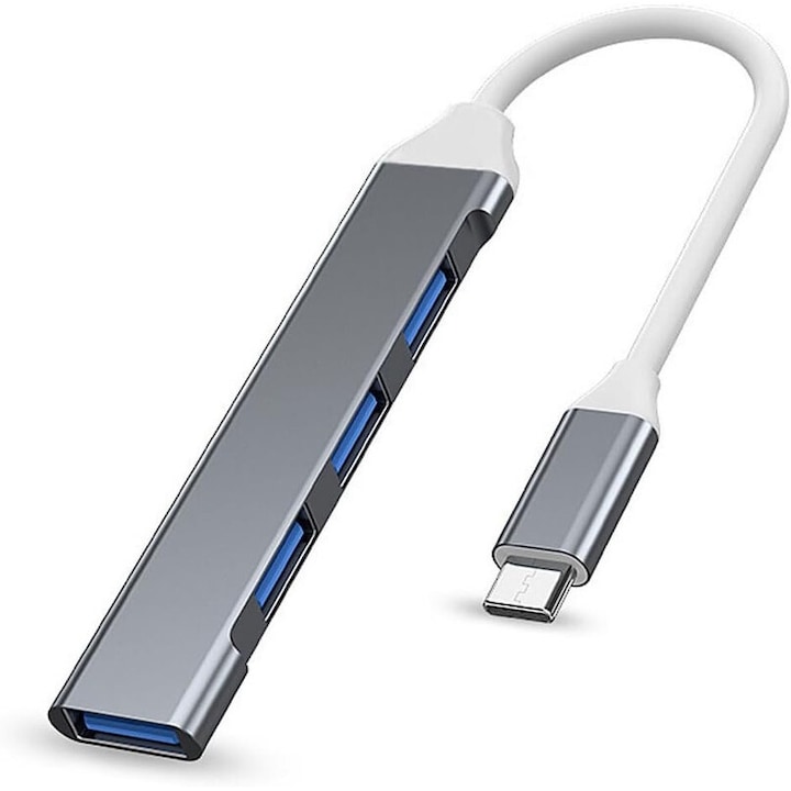 USB C хъб, USB 3.0 разширение, широка съвместимост, преносим, алуминиев